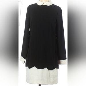 CeCe Peter Pan Collar drop waist black and Ivory dress Wednesday vibes Sz 4 NWT